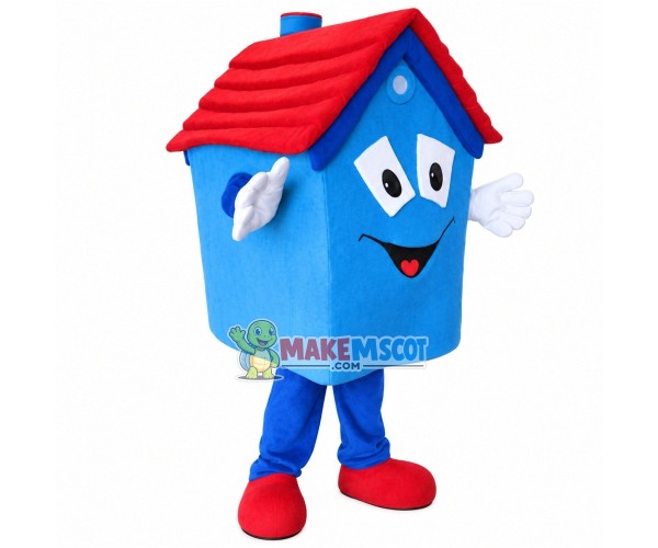 Blue Tiled House In The Woods Mascot Costume Blue Tiled House In The Woods Mascot Costume