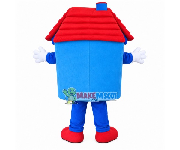 Blue Tiled House In The Woods Mascot Costume