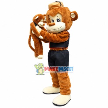 Casual Mother Monkey With Baby Mascot Costume Casual Mother Monkey With Baby Mascot Costume