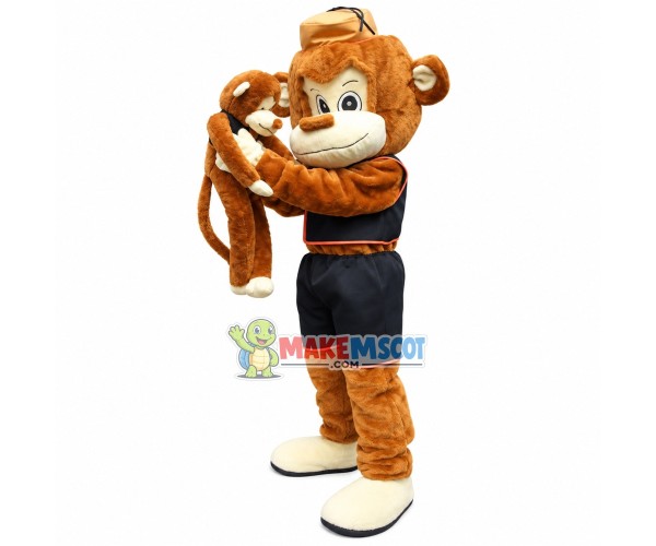 Casual Mother Monkey With Baby Mascot Costume