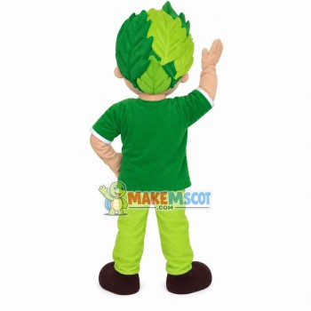Green Boy With Leaves Hair Mascot Costume Green Boy With Leaves Hair Mascot Costume