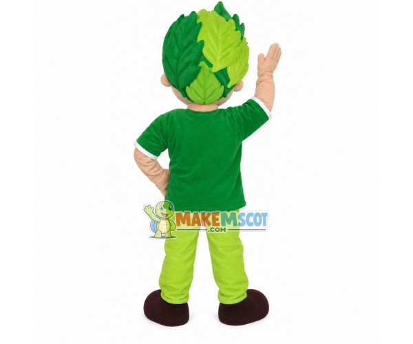 Green Boy With Leaves Hair Mascot Costume Green Boy With Leaves Hair Mascot Costume
