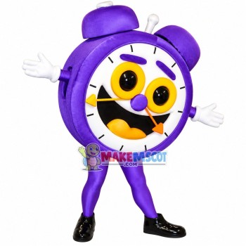 Cartoon Purple Alarm Clock Mascot Costume Cartoon Purple Alarm Clock Mascot Costume