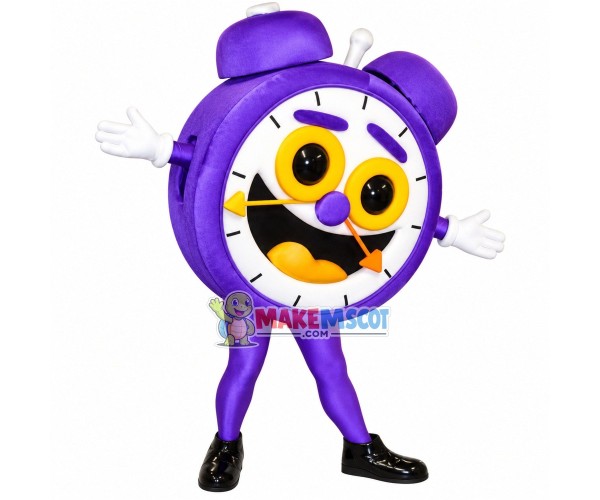 Cartoon Purple Alarm Clock Mascot Costume Cartoon Purple Alarm Clock Mascot Costume
