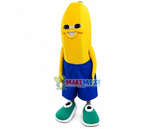 Banana With Blue Shorts Mascot Costume Banana With Blue Shorts Mascot Costume