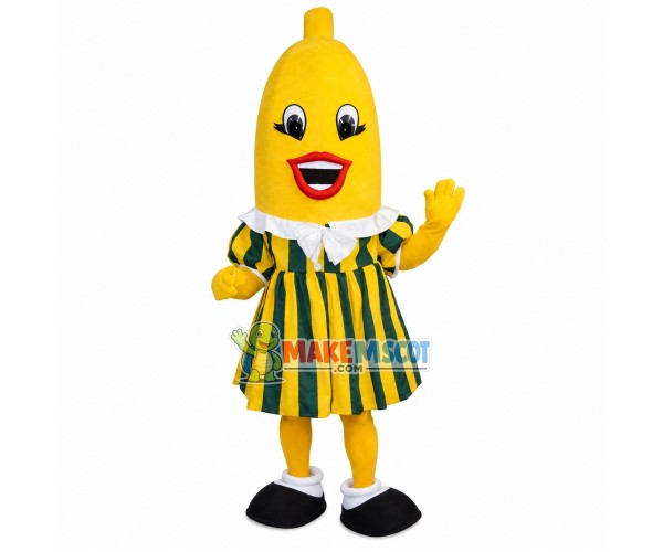 Banana With Striped Dress Mascot Costume
