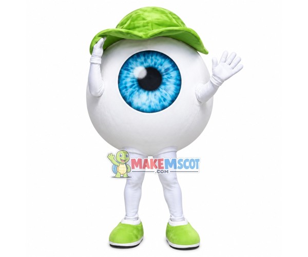 Eyeball With Aqua Blue Pupil Mascot Costume Eyeball With Aqua Blue Pupil Mascot Costume