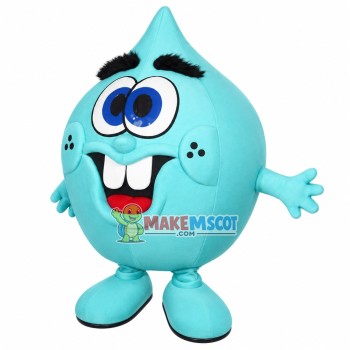 Light Blue Water Droplet With Buck Teeth Mascot Costume Light Blue Water Droplet With Buck Teeth Mascot Costume