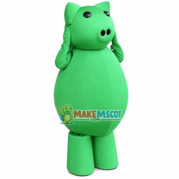 All-green Welcome Pig Mascot Costume All-green Welcome Pig Mascot Costume