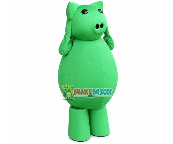 All-green Welcome Pig Mascot Costume All-green Welcome Pig Mascot Costume