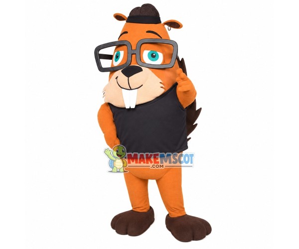 Green-eyed Hacker Groundhog Mascot Costume Green-eyed Hacker Groundhog Mascot Costume