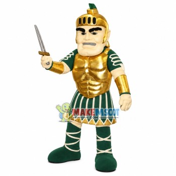 Valorous Warrior In Golden Armor Mascot Costume Valorous Warrior In Golden Armor Mascot Costume