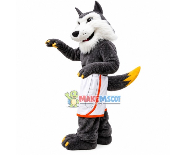 Grey Wolf With Sports Shorts Mascot Costume Grey Wolf With Sports Shorts Mascot Costume