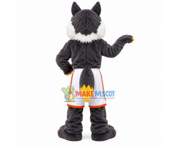 Grey Wolf With Sports Shorts Mascot Costume Grey Wolf With Sports Shorts Mascot Costume
