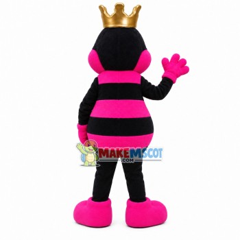 Rose Red Bee With Crown Mascot Costume Rose Red Bee With Crown Mascot Costume