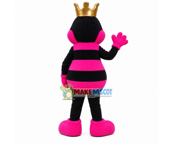 Rose Red Bee With Crown Mascot Costume Rose Red Bee With Crown Mascot Costume