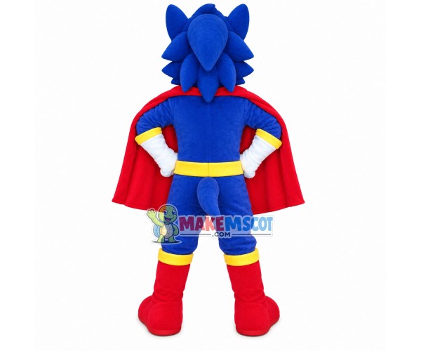 Super Blue Wolf Wearing Star Boots Mascot Costume Super Blue Wolf Wearing Star Boots Mascot Costume