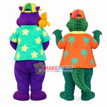 Beach Dinosaur On Vacation Mascot Costume Beach Dinosaur On Vacation Mascot Costume