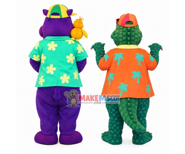 Beach Dinosaur On Vacation Mascot Costume Beach Dinosaur On Vacation Mascot Costume