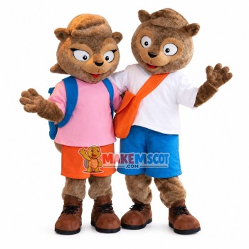 Student Squirrel Carrying School Bag Mascot Costume Student Squirrel Carrying School Bag Mascot Costume