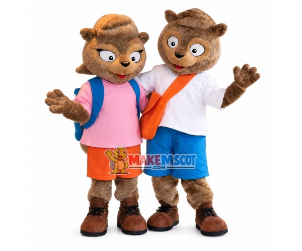Student Squirrel Carrying School Bag Mascot Costume Student Squirrel Carrying School Bag Mascot Costume