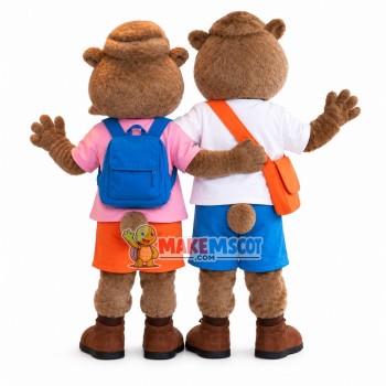 Student Squirrel Carrying School Bag Mascot Costume
