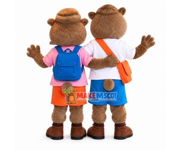 Student Squirrel Carrying School Bag Mascot Costume Student Squirrel Carrying School Bag Mascot Costume