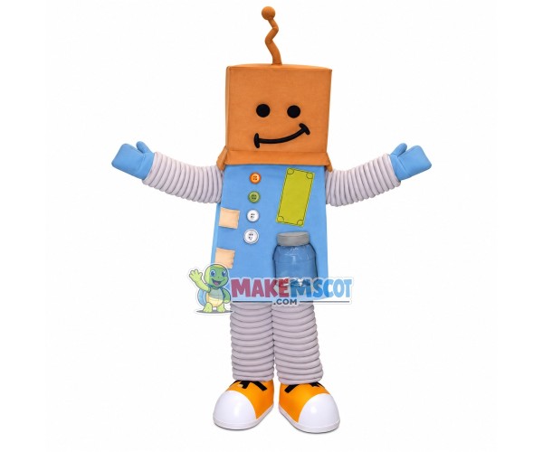 Spring Doll With Box Head Mascot Costume Spring Doll With Box Head Mascot Costume