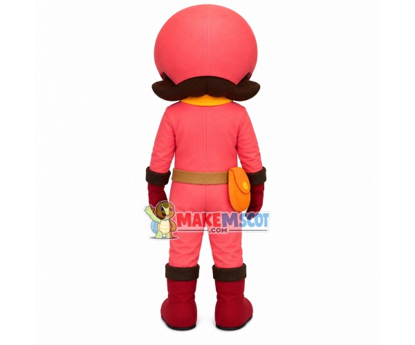 Super Girl In Pink Jumpsuit Mascot Costume Super Girl In Pink Jumpsuit Mascot Costume