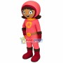 Super Girl In Pink Jumpsuit Mascot Costume