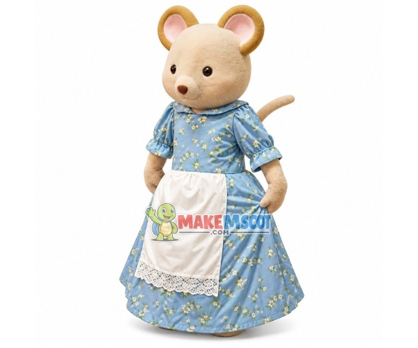 The Chef Mouse In Long Dress Mascot Costume The Chef Mouse In Long Dress Mascot Costume