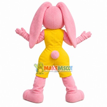 Excited Pink Bunny In Tights Mascot Costume Excited Pink Bunny In Tights Mascot Costume