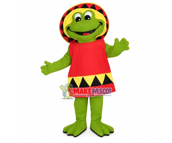 The Glad Frog Wearing Raincoat Mascot Costume The Glad Frog Wearing Raincoat Mascot Costume