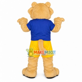 Furry Beige Tiger With Long Fangs Mascot Costume Furry Beige Tiger With Long Fangs Mascot Costume