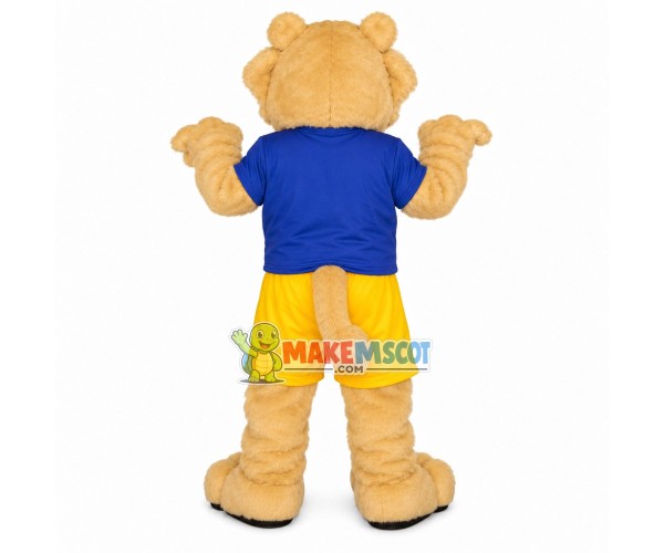 Furry Beige Tiger With Long Fangs Mascot Costume Furry Beige Tiger With Long Fangs Mascot Costume