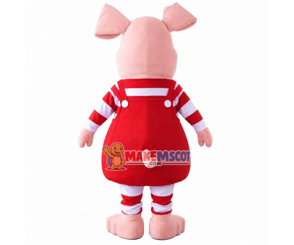 Adult Pink Pig In The Striped Shirt Mascot Costume Adult Pink Pig In The Striped Shirt Mascot Costume