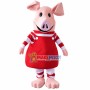 Adult Pink Pig In The Striped Shirt Mascot Costume