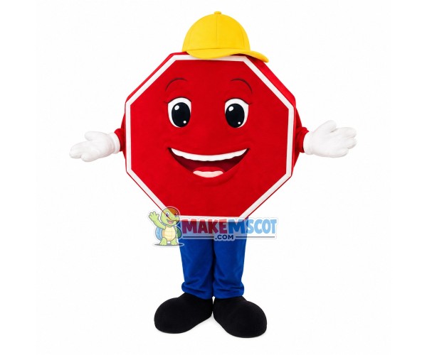 Red Stop Sign Mascot Costume Red Stop Sign Mascot Costume