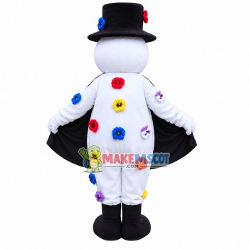Snowman Full of Colored Flowers Mascot Costume Snowman Full of Colored Flowers Mascot Costume