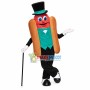 Cartoon Gentleman Hot Dog On Crutches Mascot Costume