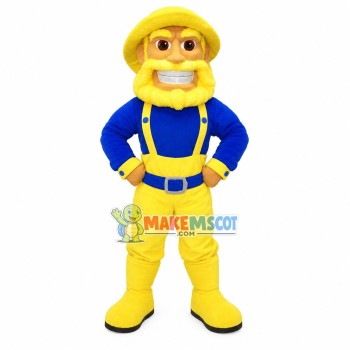 Old Foreign Man Wearing Fisherman Hat Mascot Costume