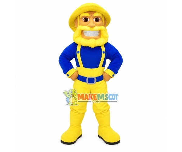 Old Foreign Man Wearing Fisherman Hat Mascot Costume Old Foreign Man Wearing Fisherman Hat Mascot Costume