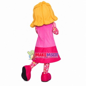 Sunny Girl With Short Blond Hair Mascot Costume