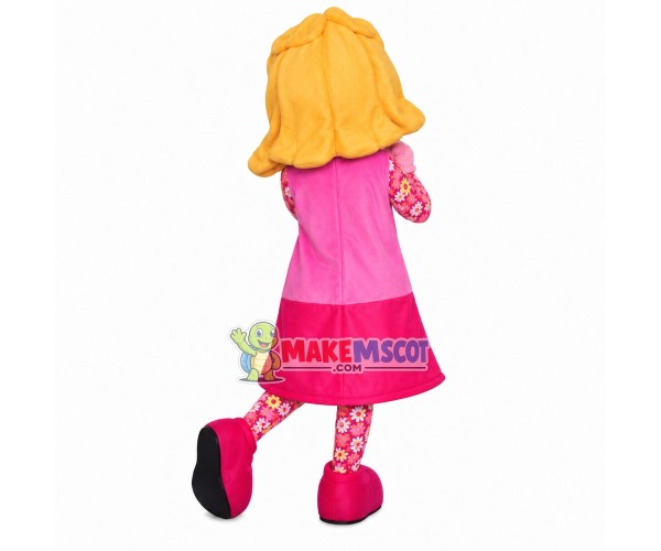 Sunny Girl With Short Blond Hair Mascot Costume Sunny Girl With Short Blond Hair Mascot Costume