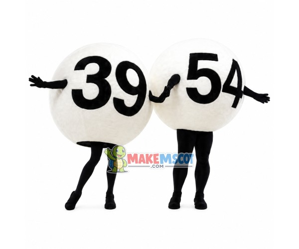 Pair of Number Balls Mascot Costume For Game Pair of Number Balls Mascot Costume For Game