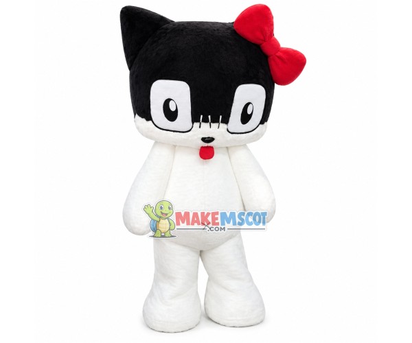 Soft Black & White Big-eyed Cat Mascot Costume Soft Black & White Big-eyed Cat Mascot Costume