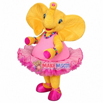 Bright Little Elephant In Lace Tutu Mascot Costume Bright Little Elephant In Lace Tutu Mascot Costume