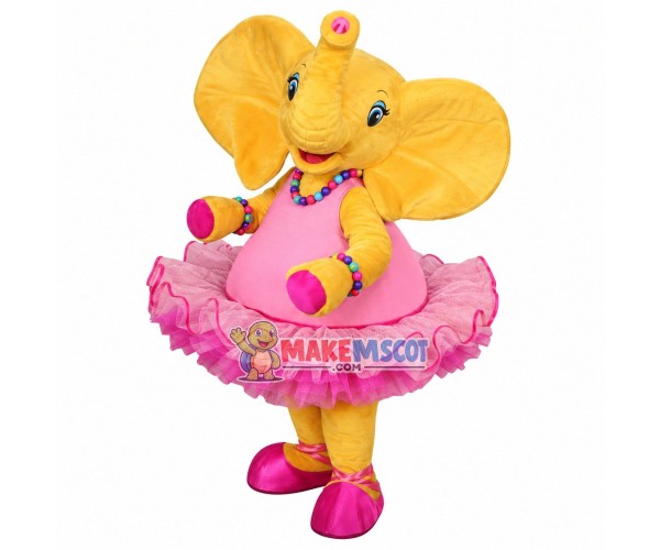 Bright Little Elephant In Lace Tutu Mascot Costume Bright Little Elephant In Lace Tutu Mascot Costume