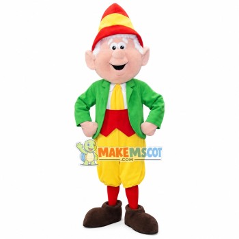 White-haired Elf In Green Suit Mascot Costume White-haired Elf In Green Suit Mascot Costume