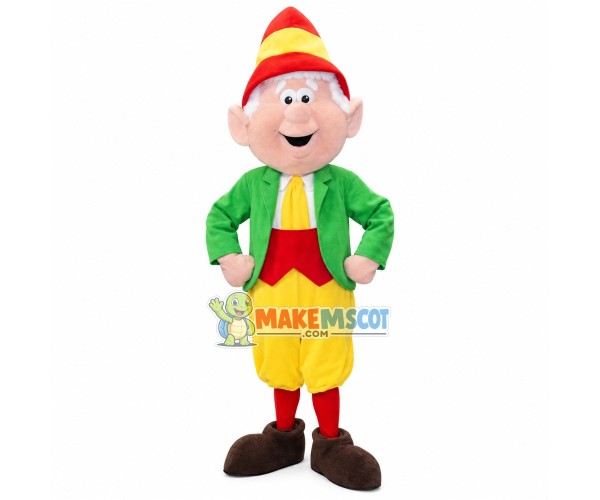 White-haired Elf In Green Suit Mascot Costume